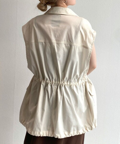 w closet（ダブルクローゼット）の「オープンカラーミリタリーベスト（ジャケット/アウター・レディース・エクリュ/ピンク/Dカーキ/スミクロ/ブラウン(WEB限定)/Lカーキ・FREE）」の15枚目の写真