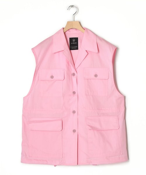 w closet（ダブルクローゼット）の「オープンカラーミリタリーベスト（ジャケット/アウター・レディース・エクリュ/ピンク/Dカーキ/スミクロ/ブラウン(WEB限定)/Lカーキ・FREE）」の8枚目の写真