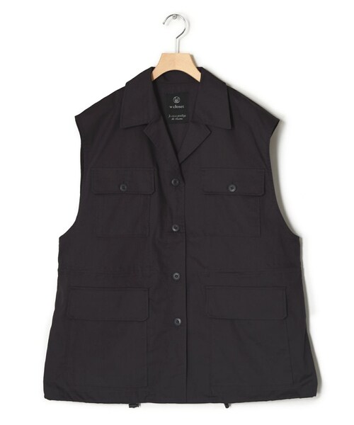 w closet（ダブルクローゼット）の「オープンカラーミリタリーベスト（ジャケット/アウター・レディース・エクリュ/ピンク/Dカーキ/スミクロ/ブラウン(WEB限定)/Lカーキ・FREE）」の10枚目の写真