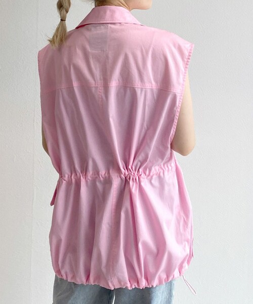 w closet（ダブルクローゼット）の「オープンカラーミリタリーベスト（ジャケット/アウター・レディース・エクリュ/ピンク/Dカーキ/スミクロ/ブラウン(WEB限定)/Lカーキ・FREE）」の21枚目の写真