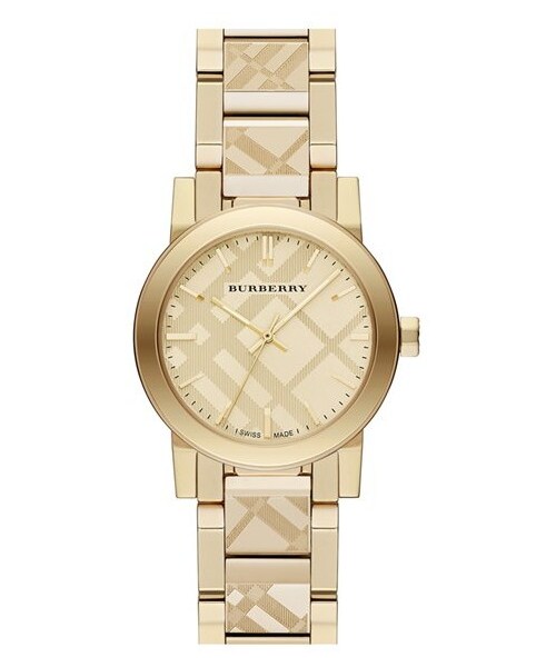 BURBERRY(バーバリー)の「Burberry Check Stamped Bracelet Watch, 26mm(アナログ腕時計・レディース・Gold)」の4枚目の写真