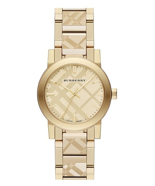 BURBERRY(バーバリー)の「Burberry Check Stamped Bracelet Watch, 26mm(アナログ腕時計・レディース・Gold)」の1枚目の写真