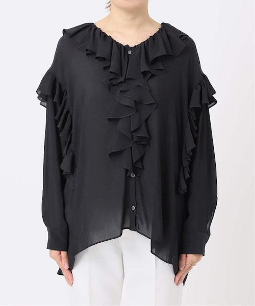 Noble（ノーブル）の「シマージョーゼットラッフルブラウス（）」 - WEAR