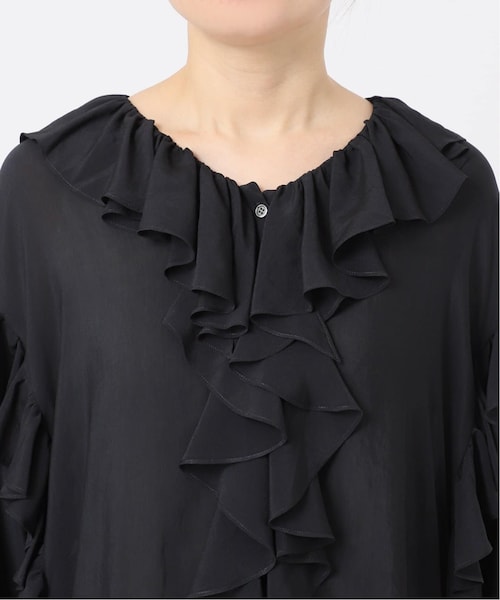 GWセール 美品 Noble シマージョーゼットラッフルブラウス Noble（ノーブル）の「シマージョーゼットラッフルブラウス（）」 - WEAR