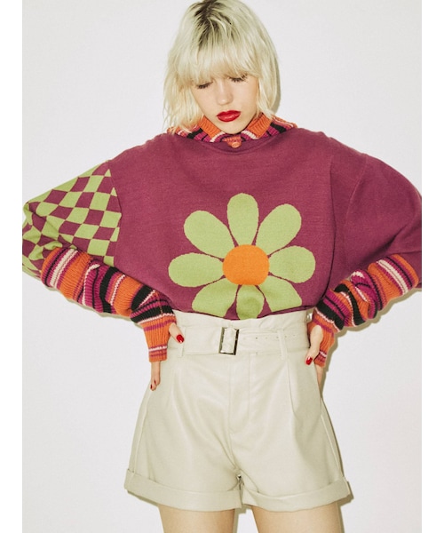 jouetie（ジュエティ）の「ボーダーアームウォーマー（その他雑貨・ブルー/パープル/ピンク/オフホワイト・F）」の14枚目の写真