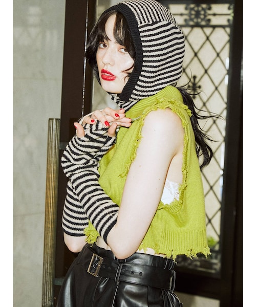 jouetie（ジュエティ）の「ボーダーアームウォーマー（その他雑貨・ブルー/パープル/ピンク/オフホワイト・F）」の10枚目の写真