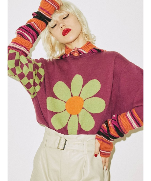 jouetie（ジュエティ）の「ボーダーアームウォーマー（その他雑貨・ブルー/パープル/ピンク/オフホワイト・F）」の13枚目の写真