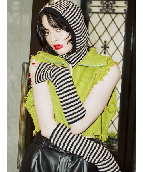 jouetie（ジュエティ）の「ボーダーアームウォーマー（その他雑貨・ブルー/パープル/ピンク/オフホワイト・F）」の8枚目の写真