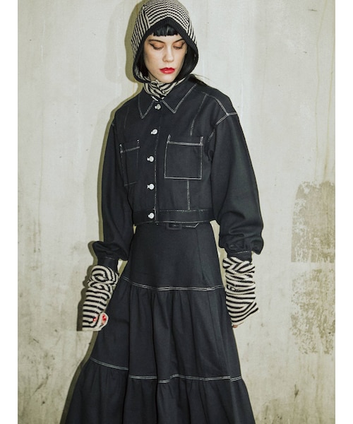 jouetie（ジュエティ）の「ボーダーアームウォーマー（その他雑貨・ブルー/パープル/ピンク/オフホワイト・F）」の6枚目の写真