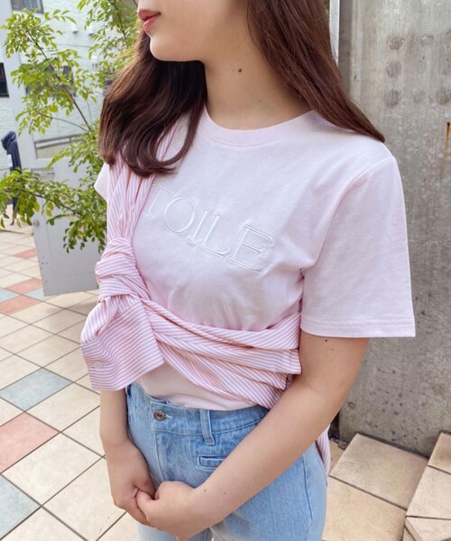 one after another NICE CLAUP(ワンアフターアナザーナイスクラップ)の「ロゴ刺しゅうTee(Tシャツ/カットソー・レディース・オフホワイト/ホワイト/ピンク/ブラック・0)」の3枚目の写真