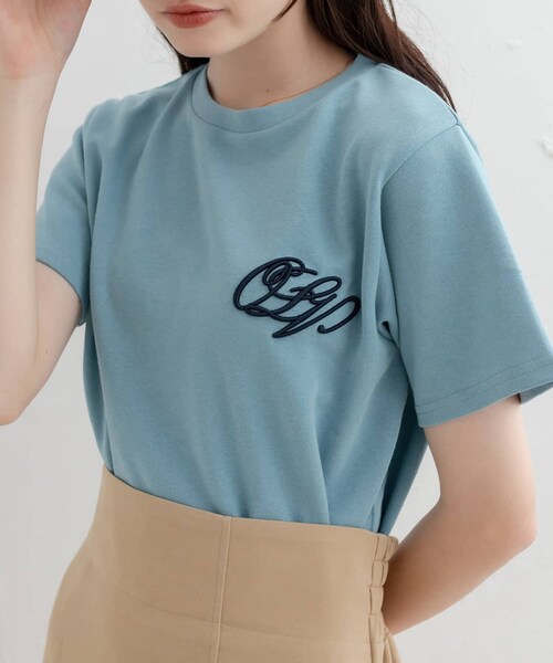 OLIVE des OLIVE（オリーブデオリーブ）の「オーガンジーリボン付Ｔシャツ（Tシャツ/カットソー・レディース・オフホワイト/サックスブルー/ブラック・FREE）」の2枚目の写真