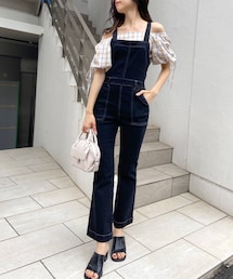 OLIVE des OLIVE（オリーブデオリーブ）の「配色ステッチサロペット（ワンピース）」