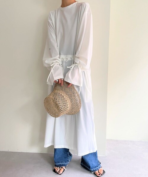 CIAOPANIC(チャオパニック)の「#【SUPERTHANKS】別注クイックドライワンピース(ワンピース・レディース・ホワイト/グリーン/ブラック・F)」の3枚目の写真