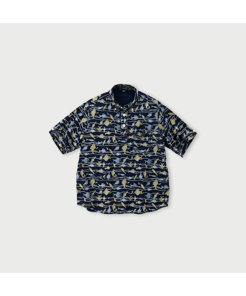 【美品タグ付き】45R　ジンバオックス熱帯魚プリントの908オーシャンプル 45R ジンバオックス熱帯魚プリントの908オーシャンプルインディゴ