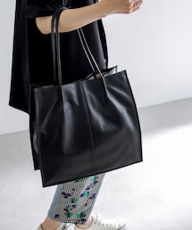 PAPILLONNER パピヨネ トートバッグ スクエア レザー ear PAPILLONNER】レザースクエアトートバッグ Mサイズ | OUTLET