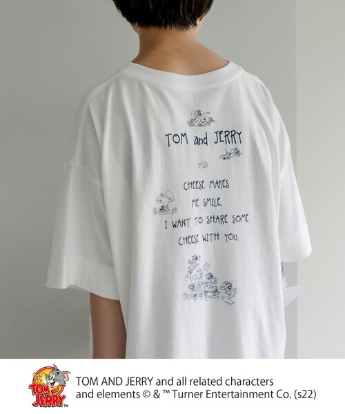 PUAL CE CIN(ピュアルセシン)の「TOM and JERRY/トムとジェリーチュニックTシャツ(Tシャツ/カットソー・レディース・ホワイト/グレー/ホワイト系その他/ネイビー・FREE)」の2枚目の写真