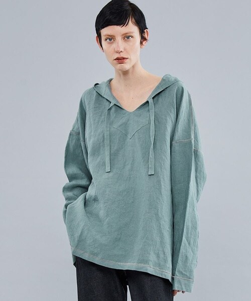CYCLE(サイクル)の「コズミックリネンフーディー CYCLESS22-12-TP(Tシャツ/カットソー・レディース・BLK/BLU・FREE)」の2枚目の写真