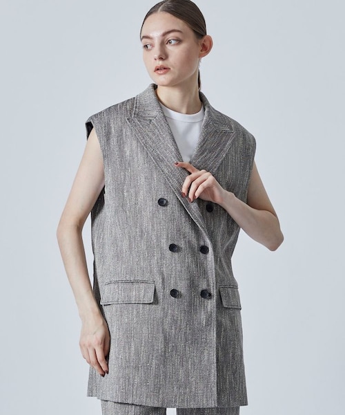 city（シティ）の「スラブメランジジレ（テーラードジャケット・レディース・NAT/IVR/BLK・FREE）」の2枚目の写真