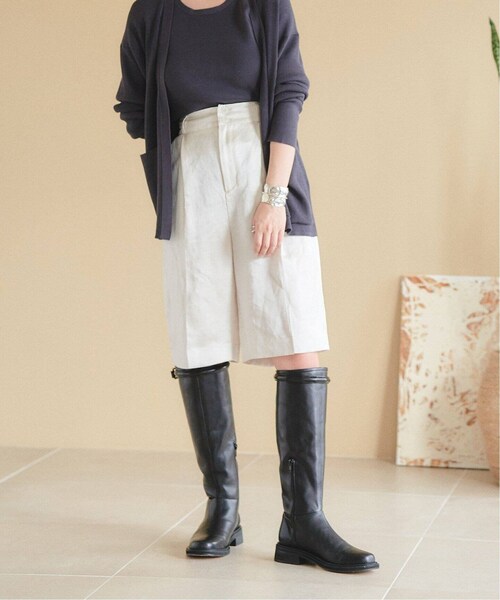 m*2様 LE TALON GレザーベルテッドFLB ロングブーツ　LL LE TALON（ルタロン）の「《予約》GRISEレザーベルテッドフラット