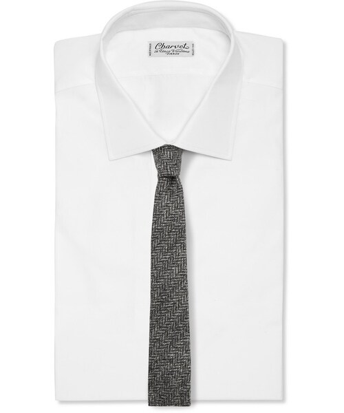 THOM BROWNE（トムブラウン）の「Thom Browne Slim Herringbone Wool-Tweed Tie（ネクタイ・メンズ・Gray・One Size）」の4枚目の写真