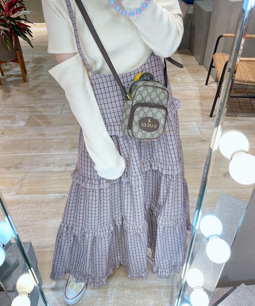 w closet(ダブルクローゼット)の「★先行予約★【Alley】ギンガムチェックフリルティアードキャミワンピース【8月下旬入荷】(ワンピース/ドレス・レディース・ピンク/パープル・FREE)」の13枚目の写真