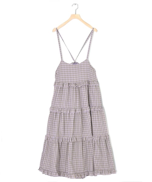 w closet(ダブルクローゼット)の「★先行予約★【Alley】ギンガムチェックフリルティアードキャミワンピース【8月下旬入荷】(ワンピース/ドレス・レディース・ピンク/パープル・FREE)」の4枚目の写真