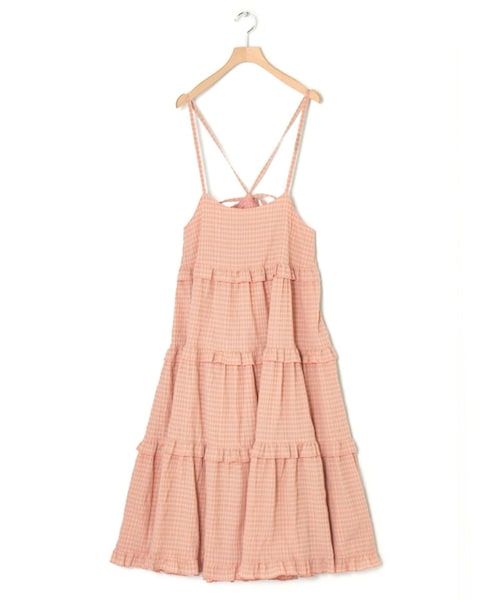 w closet(ダブルクローゼット)の「★先行予約★【Alley】ギンガムチェックフリルティアードキャミワンピース【8月下旬入荷】(ワンピース/ドレス・レディース・ピンク/パープル・FREE)」の3枚目の写真