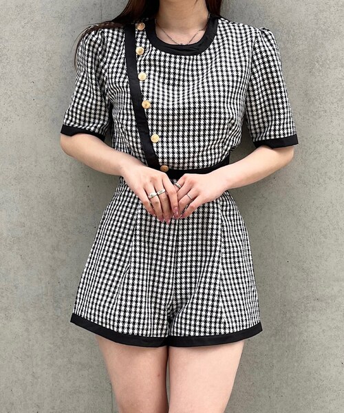 Voyage titty&Co.PETIT（ボヤージュティティアンドコープチ）の「【オフィシャル限定】【Voyage titty&Co.PETIT】パイピングチェックショーパン（パンツ・レディース・マルチ・F）」の7枚目の写真