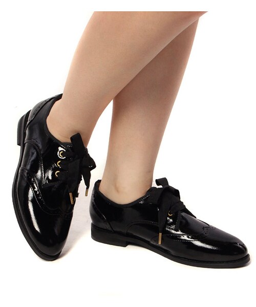 PAGEBOY（ページボーイ）の「エナメルウィングチップシューズ（シューズ・レディース・グレー/ブラック・M/L）」の3枚目の写真