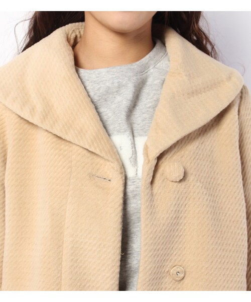 mysty woman（ミスティウーマン）の「ビッグカラー起毛ショートコート（ジャケット/アウター・レディース・ベージュ/ピンクベージュ/ネイビー/ブラック・S/M）」の8枚目の写真