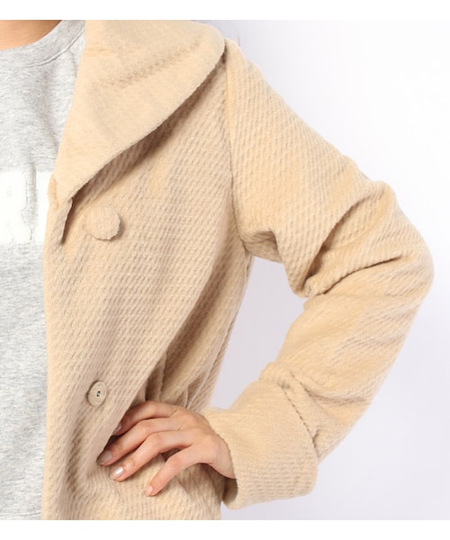 mysty woman（ミスティウーマン）の「ビッグカラー起毛ショートコート（ジャケット/アウター・レディース・ベージュ/ピンクベージュ/ネイビー/ブラック・S/M）」の9枚目の写真