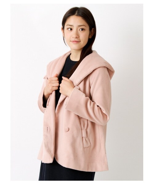 earth music&ecology（アースミュージックアンドエコロジー）の「【Special Price】T/Rシャギーフードコート（コート　・レディース・ライトグレー/ピンク/サックスブルー/ネイビー・S/M）」の9枚目の写真