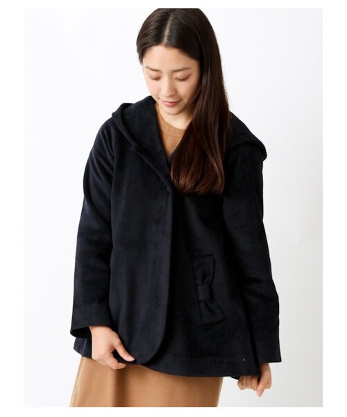 earth music&ecology（アースミュージックアンドエコロジー）の「【Special Price】T/Rシャギーフードコート（コート　・レディース・ライトグレー/ピンク/サックスブルー/ネイビー・S/M）」の11枚目の写真