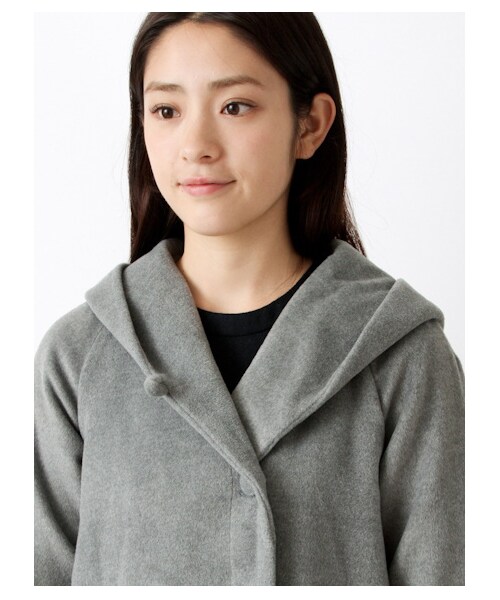 earth music&ecology（アースミュージックアンドエコロジー）の「【Special Price】T/Rシャギーフードコート（コート　・レディース・ライトグレー/ピンク/サックスブルー/ネイビー・S/M）」の4枚目の写真