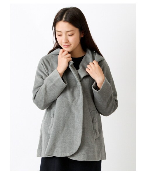 earth music&ecology（アースミュージックアンドエコロジー）の「【Special Price】T/Rシャギーフードコート（コート　・レディース・ライトグレー/ピンク/サックスブルー/ネイビー・S/M）」の8枚目の写真