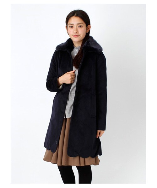 earth music&ecology(アースミュージックアンドエコロジー)の「【Special Price】裾スカラップシャギー コート(コート ・レディース・ライトグレー/ピンク/サックスブルー/ネイビー・S/M)」の12枚目の写真