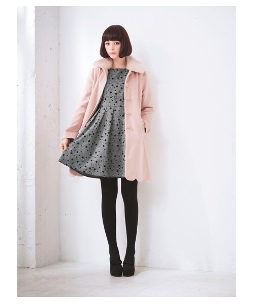 earth music&ecology(アースミュージックアンドエコロジー)の「【Special Price】裾スカラップシャギー コート(コート ・レディース・ライトグレー/ピンク/サックスブルー/ネイビー・S/M)」の1枚目の写真