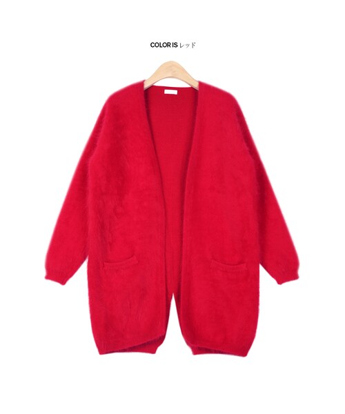 STYLENANDA（スタイルナンダ）の「バックスリットアンゴラシャギーニットカーディガン（ジャケット/アウター・レディース・カーキ/レッド/ブラック・フリーサイズ）」の19枚目の写真