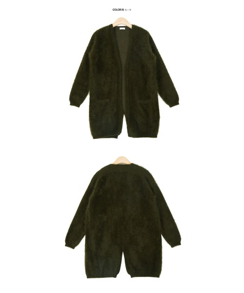 STYLENANDA（スタイルナンダ）の「バックスリットアンゴラシャギーニットカーディガン（ジャケット/アウター・レディース・カーキ/レッド/ブラック・フリーサイズ）」の21枚目の写真