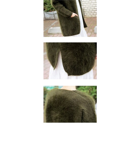 STYLENANDA（スタイルナンダ）の「バックスリットアンゴラシャギーニットカーディガン（ジャケット/アウター・レディース・カーキ/レッド/ブラック・フリーサイズ）」の11枚目の写真