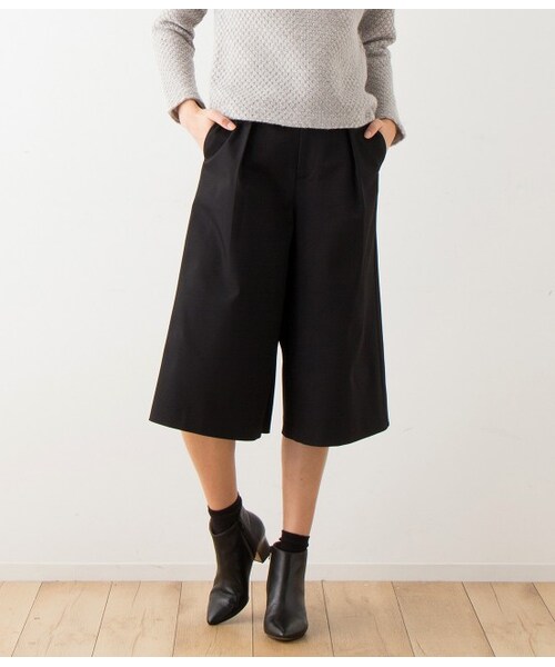 ADAM ET ROPE'（アダムエロペ）の「ツイル キュロットパンツ（パンツ・レディース・ブラック/オフホワイト/カーキ・36/38）」の2枚目の写真