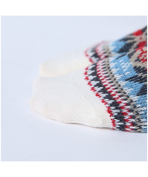 靴下屋（クツシタヤ）の「フェアアイル雪柄ソックス（ソックス・靴下・レディース・キナリ/チャコールモク/ベージュモク/アカ/ダークオレンジ/グリーン/コン・22.0～24.0cm）」の14枚目の写真