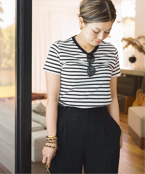 Deuxieme Classe (ドゥーズィエムクラス) ② 22070500813010 EVERYDAY I LIKE. Mariniere Tシャツ レディース ホワイト・ブラック FREE Deuxieme Classe (ドゥーズィエムクラス) ② 22070500813010 EVERYDAY