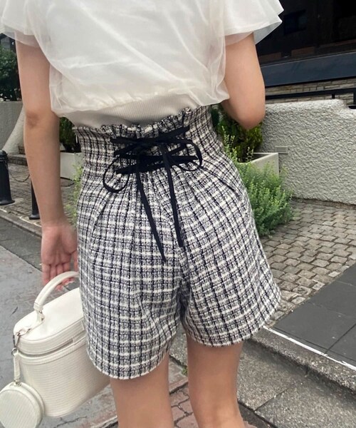 one after another NICE CLAUP(ワンアフターアナザーナイスクラップ)の「ハイウエストショートPT(その他パンツ・レディース・その他1/その他2/ブラック・0)」の1枚目の写真