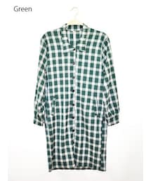 Momo | チェック柄ボタンダウンロングシャツジャケット(シャツ/ブラウス)