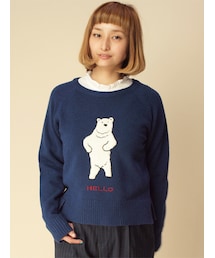 w closet | シロクマ×刺繍ニットプルオーバー(トップス)