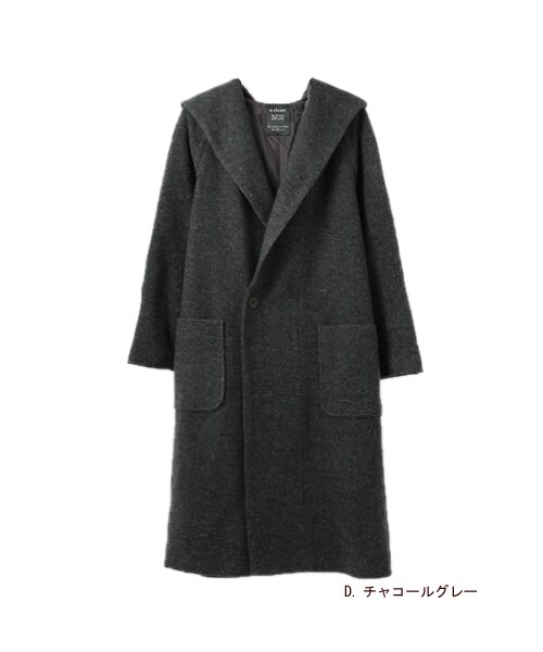 w closet(ダブルクローゼット)の「ウール混フードロングコート(トップス・レディース・L.ベージュ/サックス/D.チャコールグレー・FREE)」の4枚目の写真