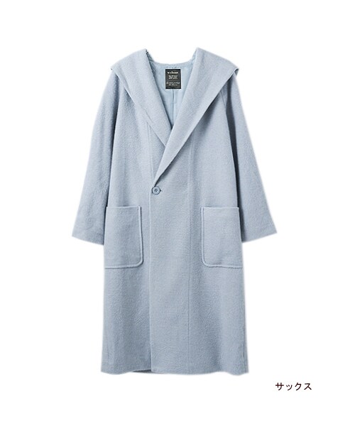 w closet(ダブルクローゼット)の「ウール混フードロングコート(トップス・レディース・L.ベージュ/サックス/D.チャコールグレー・FREE)」の3枚目の写真