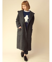 w closet | ウール混フードロングコート(トップス)