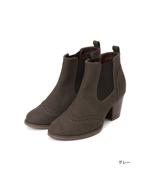 w closet（ダブルクローゼット）の「サイドゴアブーツ（シューズ・レディース・ブラック/グレー・M/L）」の2枚目の写真